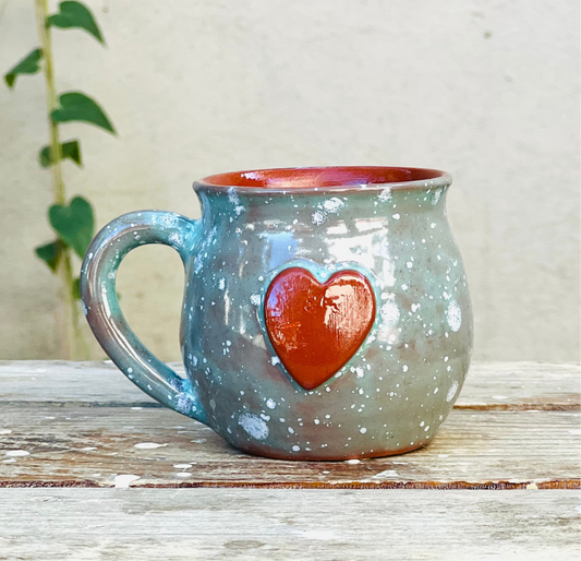 Calliope Heart Mug - Seafoam Speckles