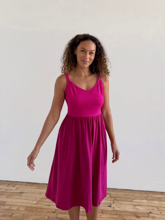 MARIBEL dress in Hot Pink/Garnet Pink