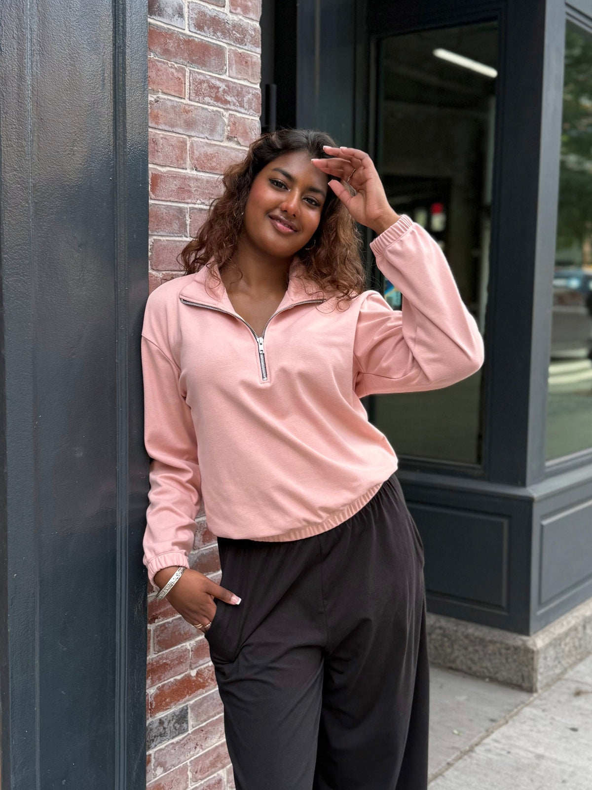 JOHANNA heavy-knit pullover in Earthy Rose