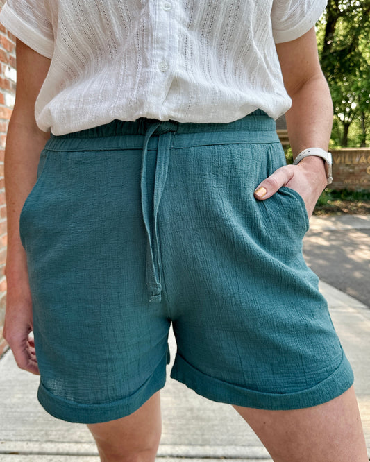 Crinkle Cotton Gauze Pull-On Short