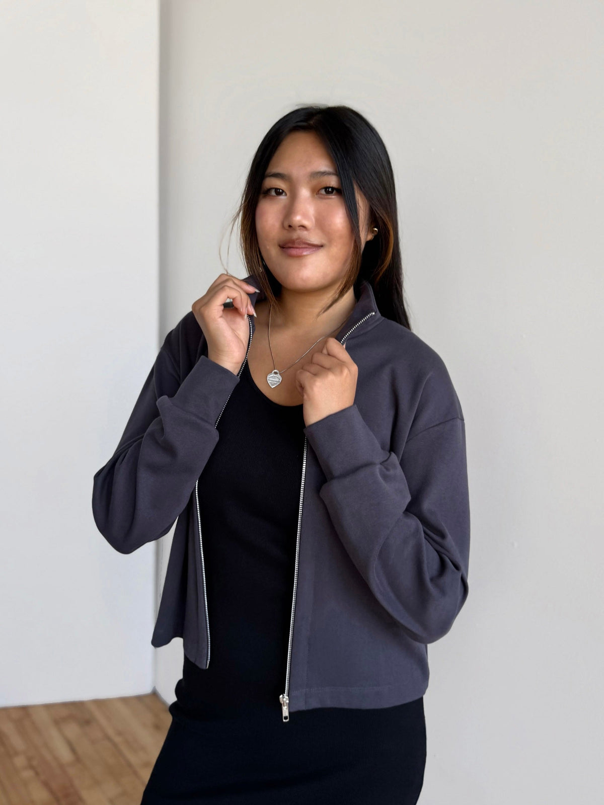 SHELLY heavy-knit jacket in Gunmetal