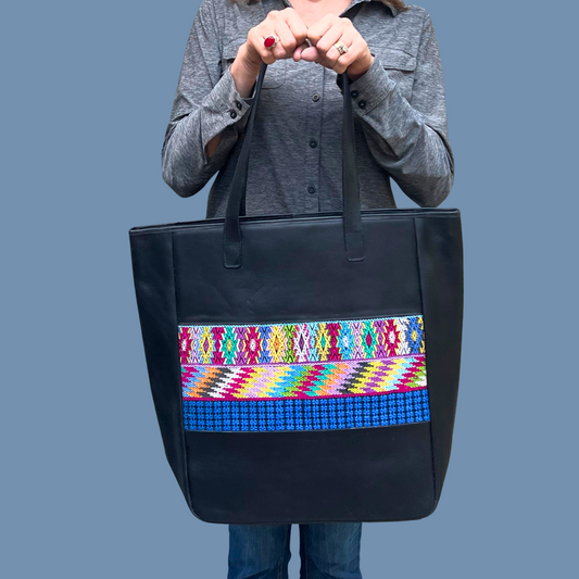 Large Tote with Huipil Accent