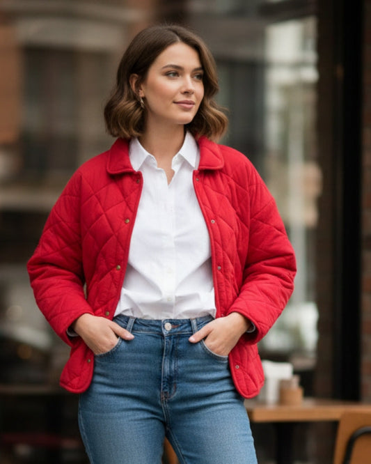 Countryside Quilted Jacket - Cherry Red