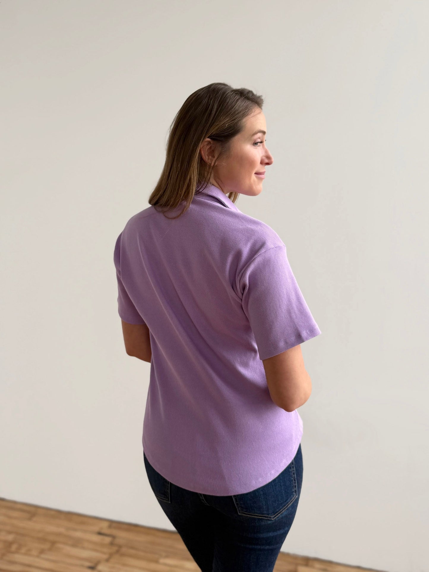POLLY rib knit top in Purple Lilac