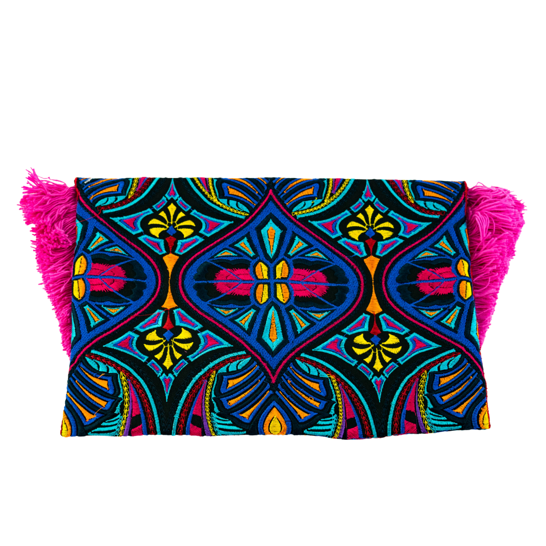 Embroidered Multi Tassel Envelope Clutch Bag - Thailand