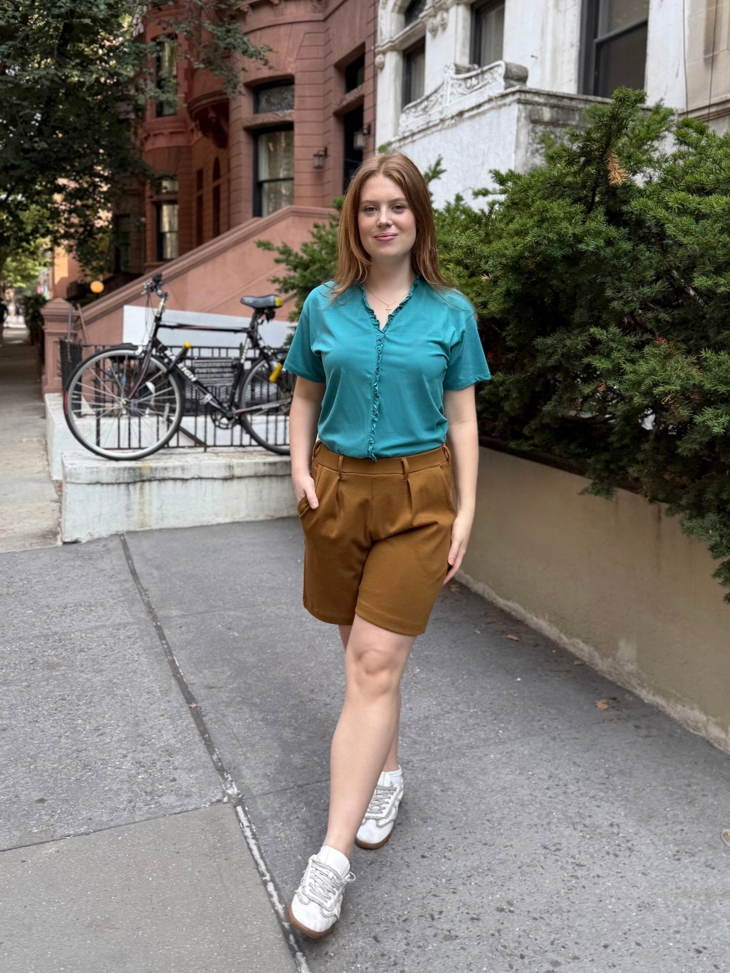 AVERIE heavy knit shorts in Warm Sienna