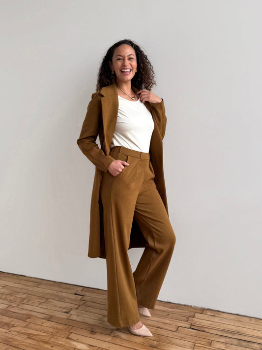 LONDON heavy knit pants in Warm Sienna