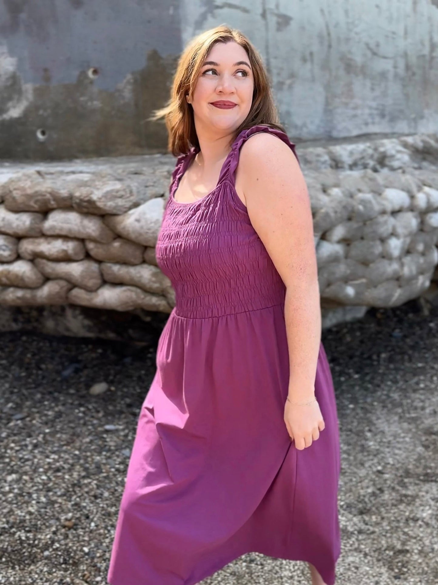 ARTESIA smocked dress in Deep Lilac