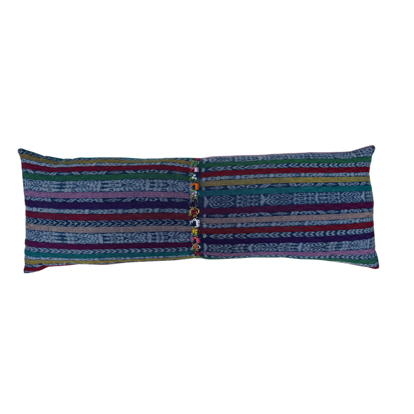 Handwoven Vintage Fabric Long Lumbar Pillow with Embroidery