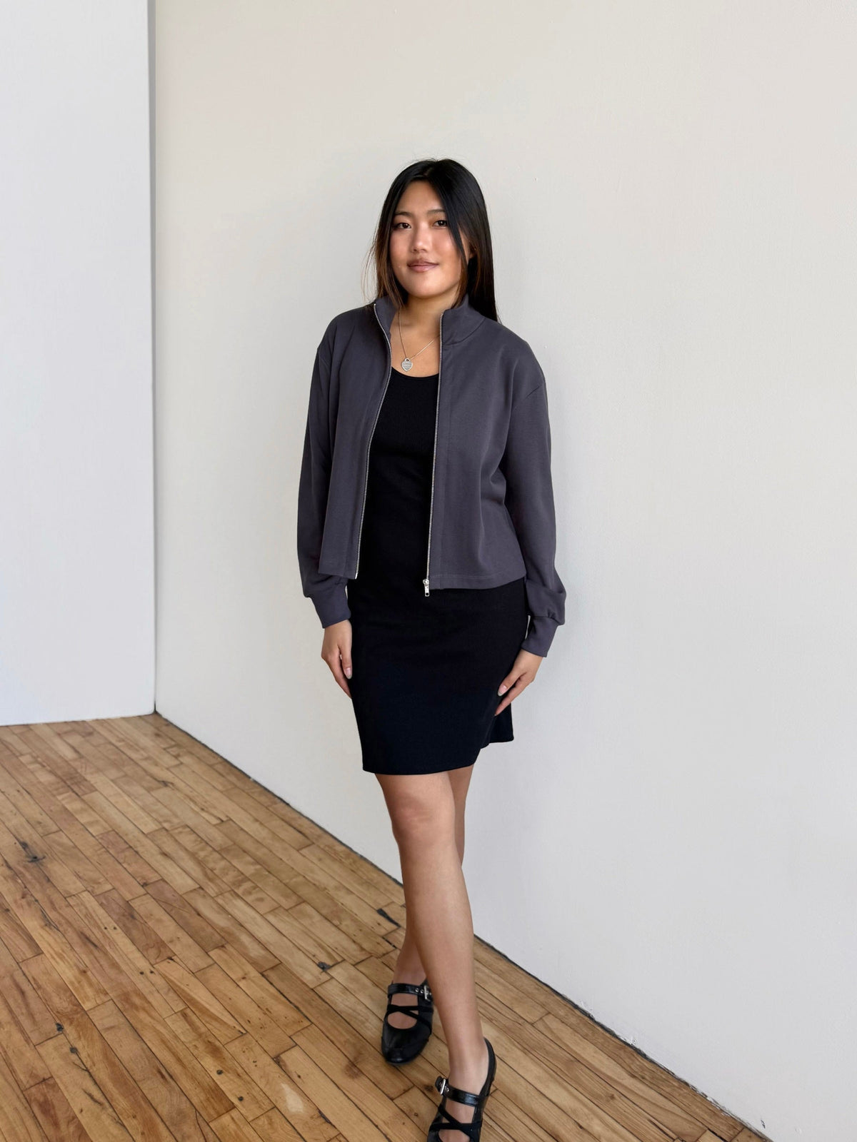 SHELLY heavy-knit jacket in Gunmetal