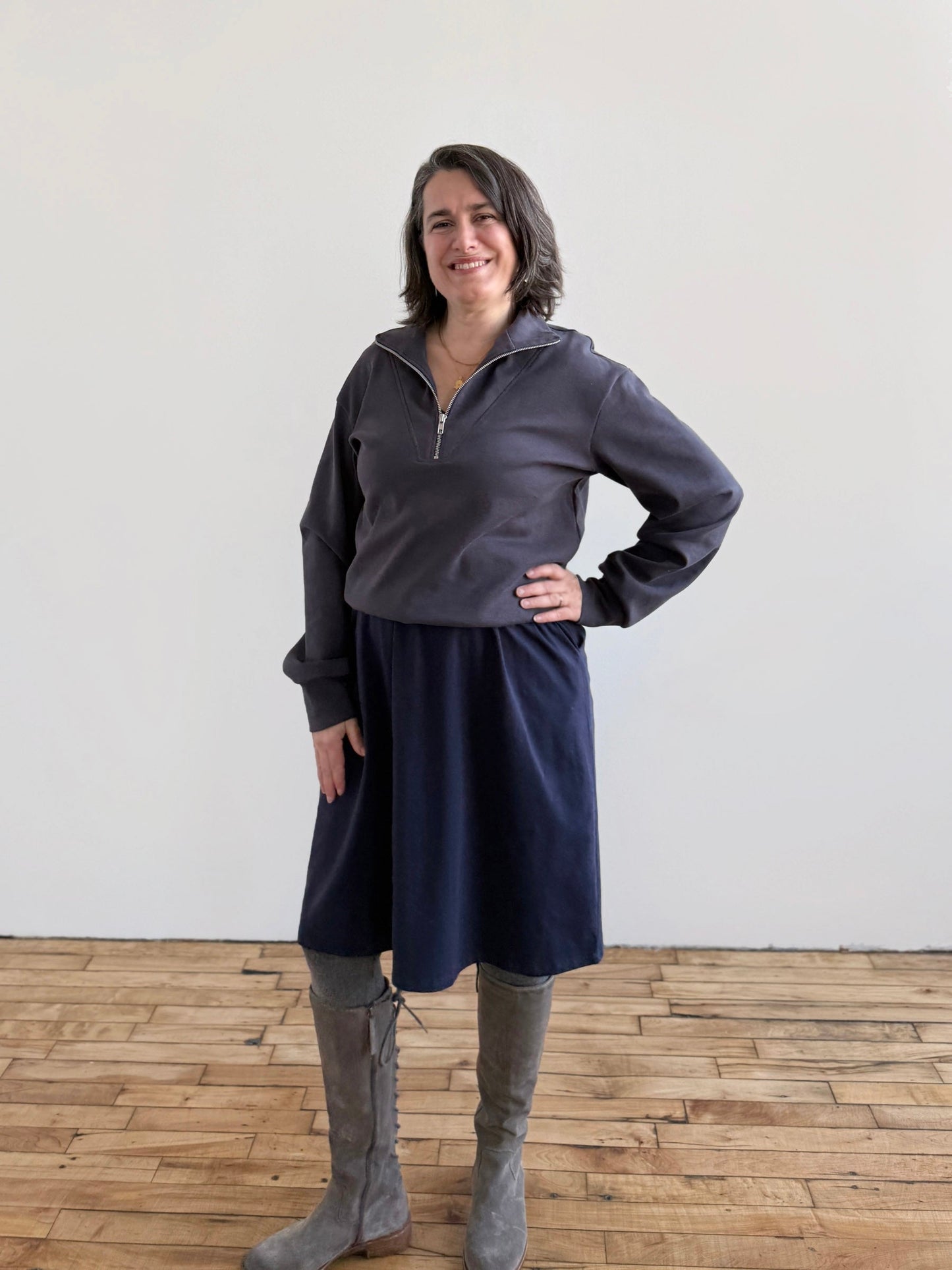 ASHER zip pullover in Gunmetal