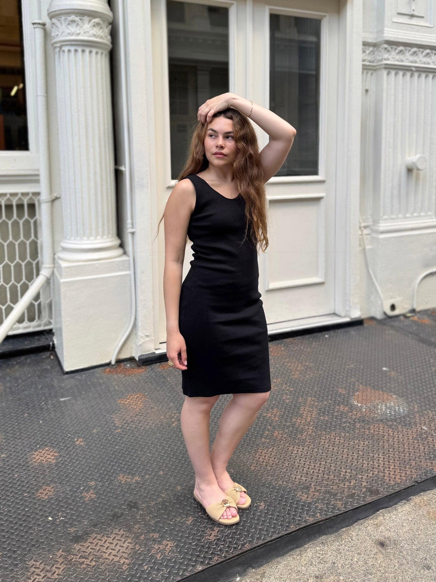 ROMY rib-knit dress in Black