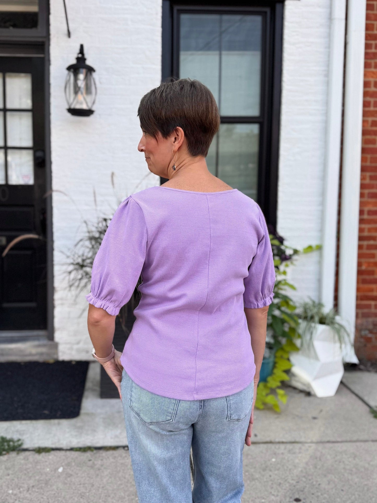 TALIA rib knit top in Purple Lilac