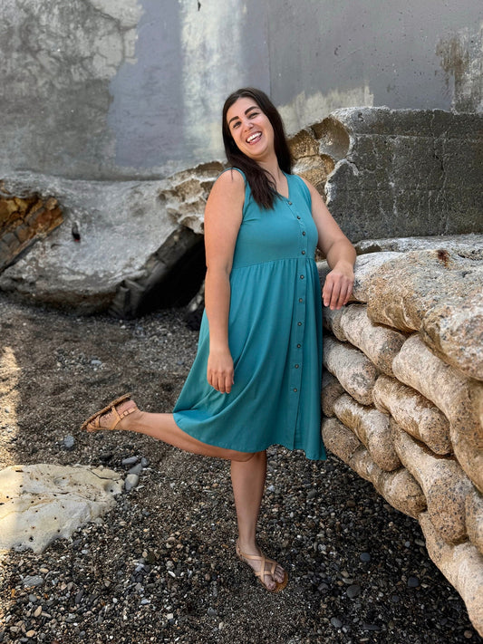 SUNSET dress in Marine Teal