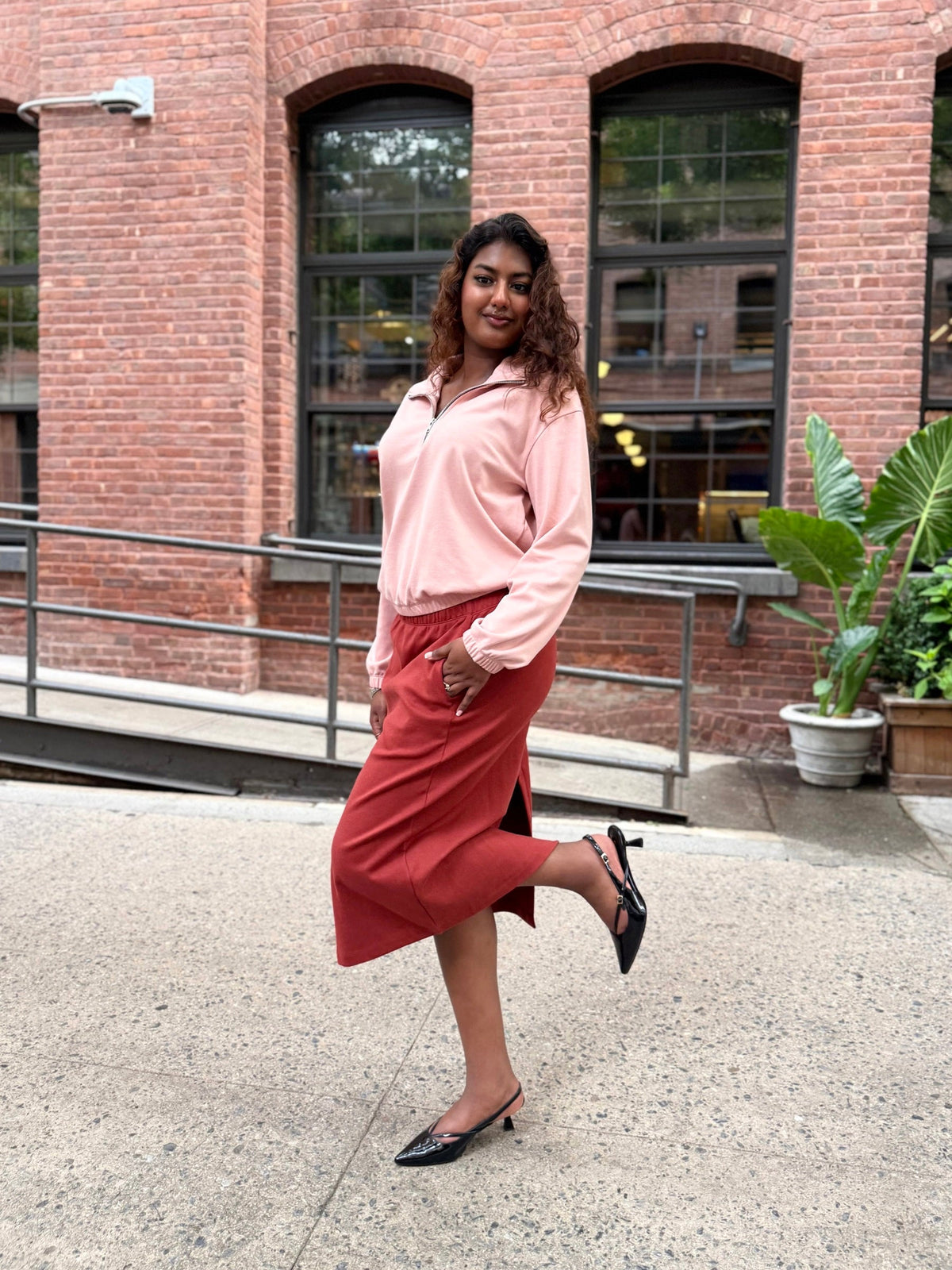 JOHANNA heavy-knit pullover in Earthy Rose
