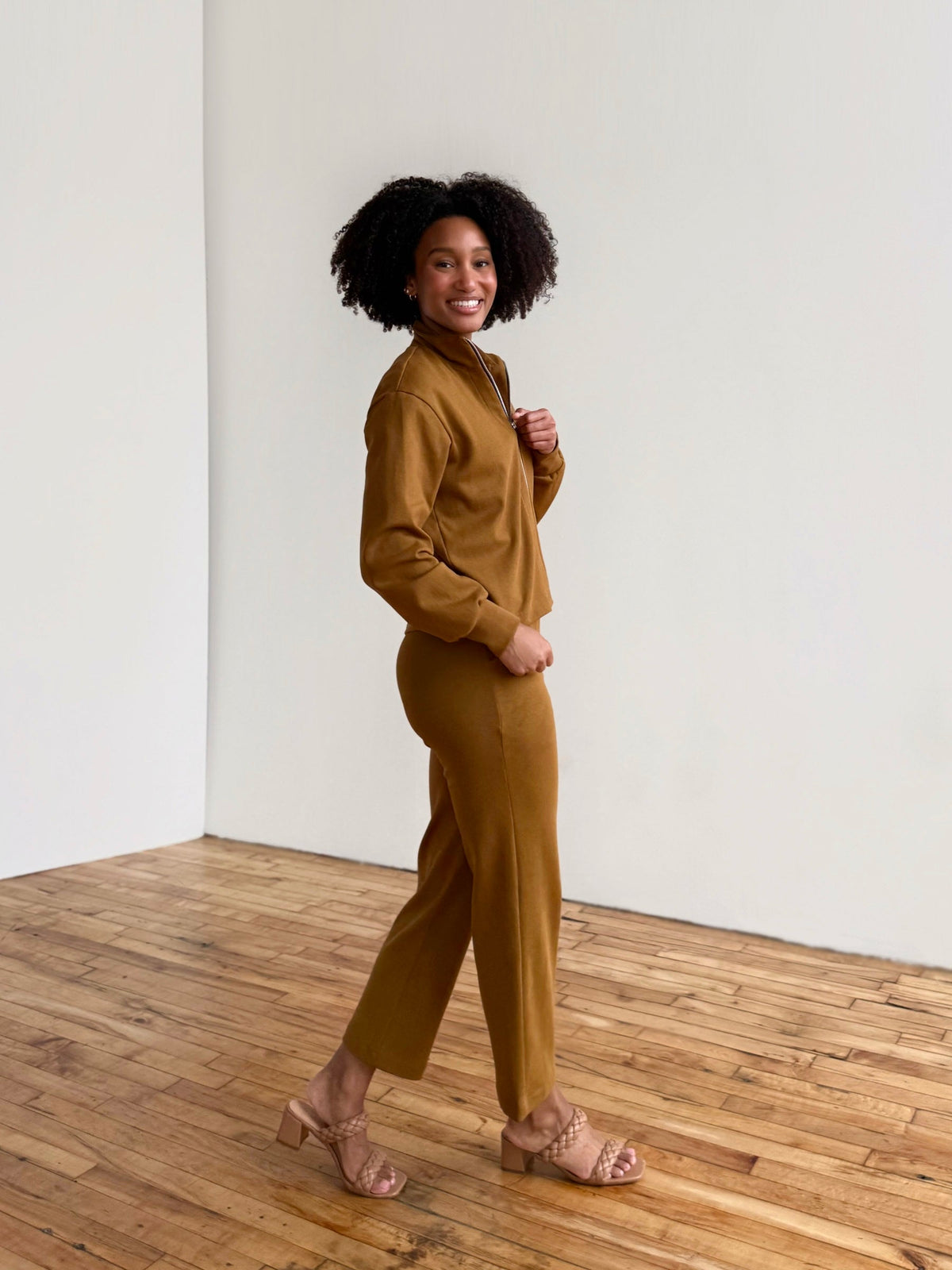 PATRICIA heavy-knit pants in Warm Sienna