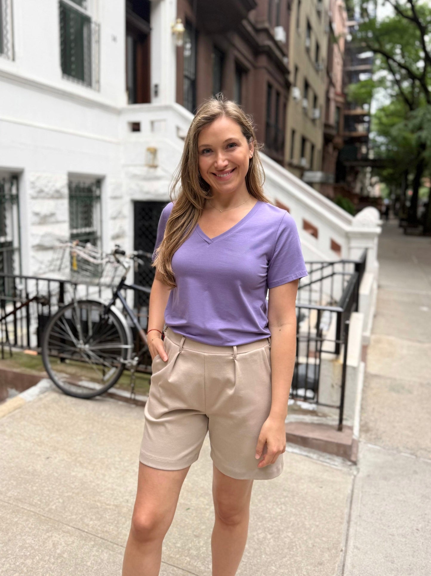 AVERIE heavy knit shorts in Desert Sand