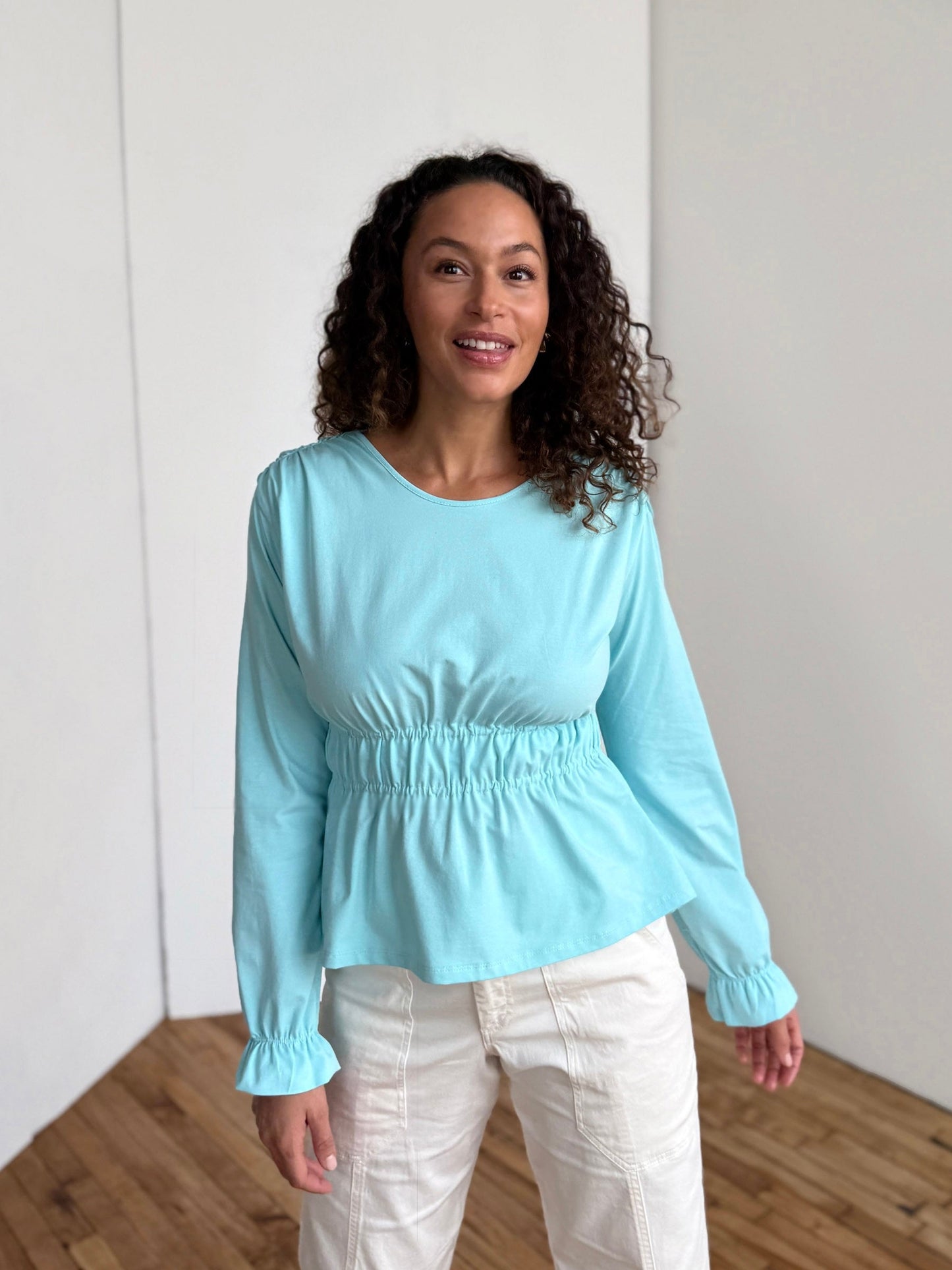 IRINA jersey top in Crisp Aqua