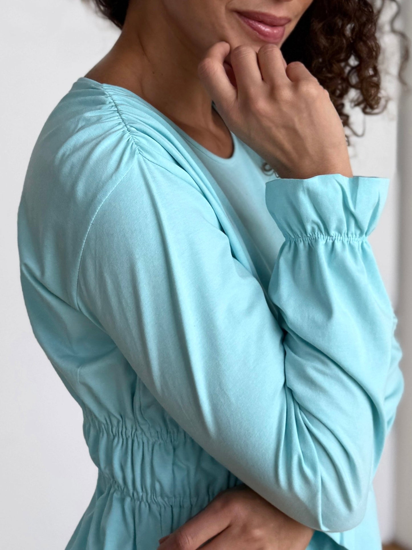 IRINA jersey top in Crisp Aqua