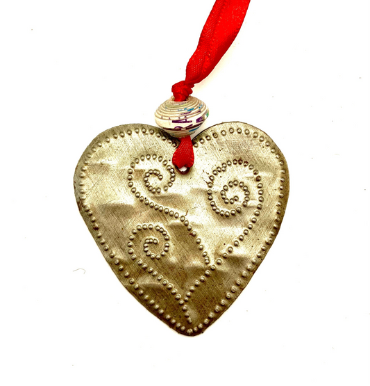 Whimsical Metal Heart Ornament