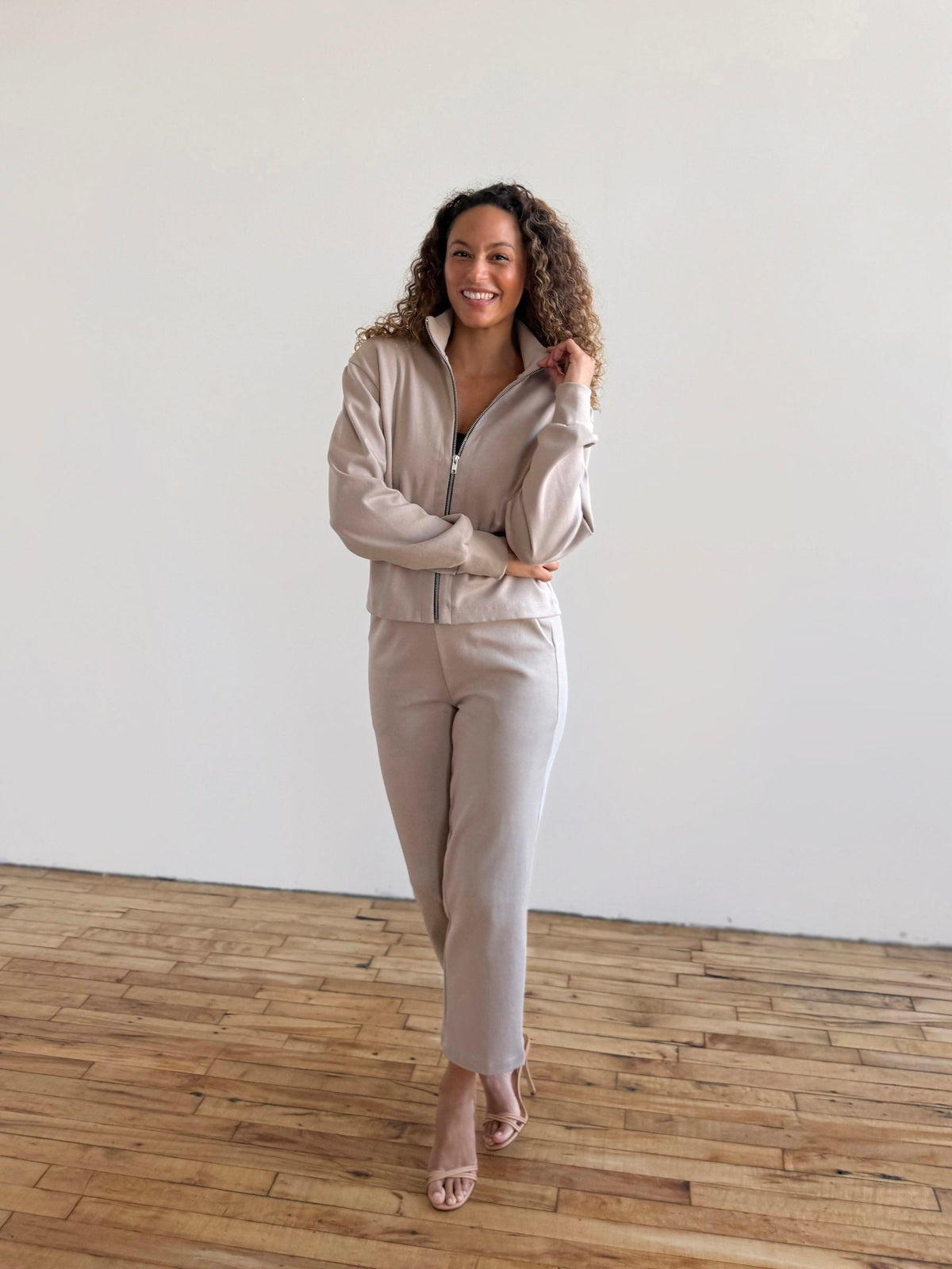SHELLY heavy-knit jacket in Desert Sand