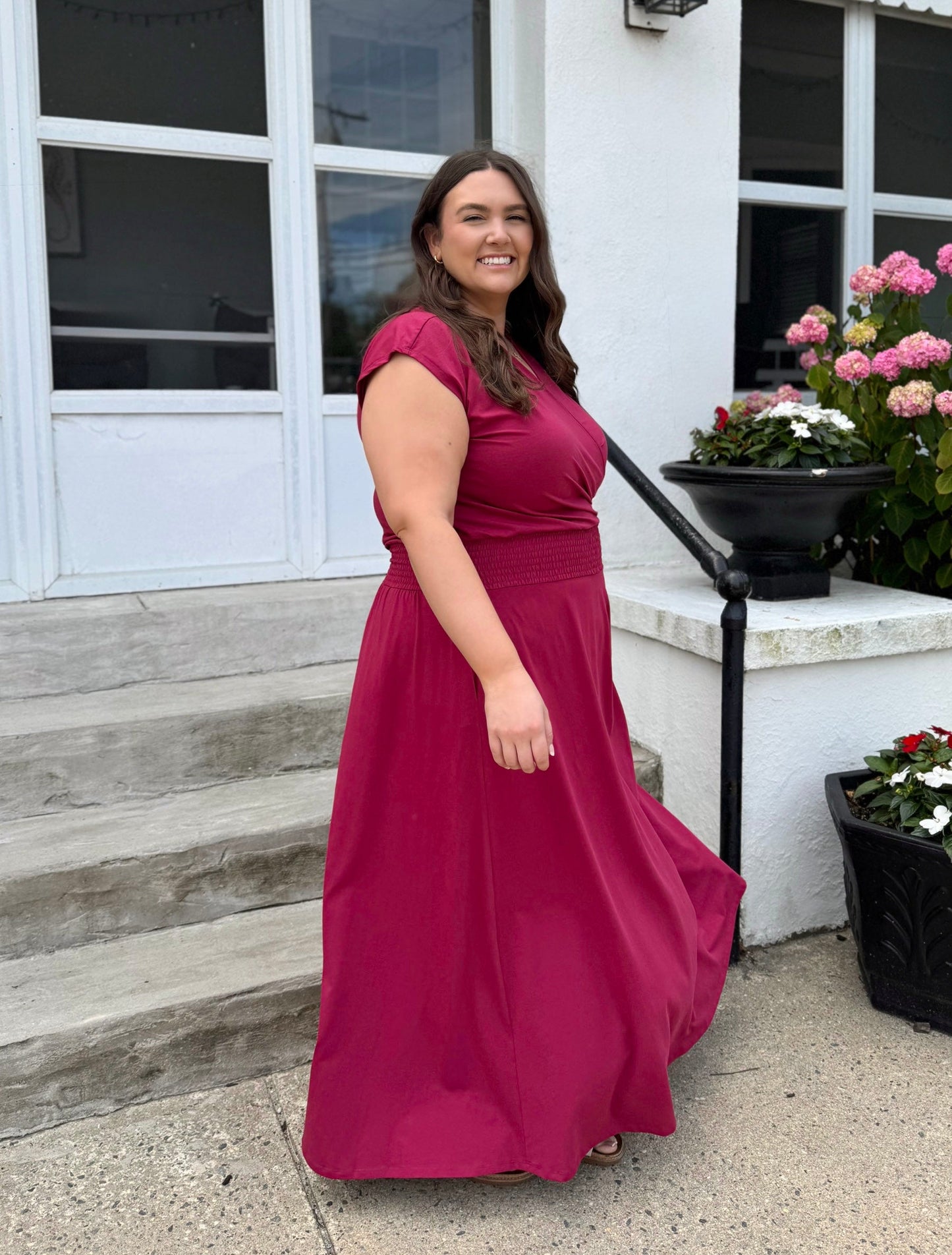 AUBREE dress in Pomegranate