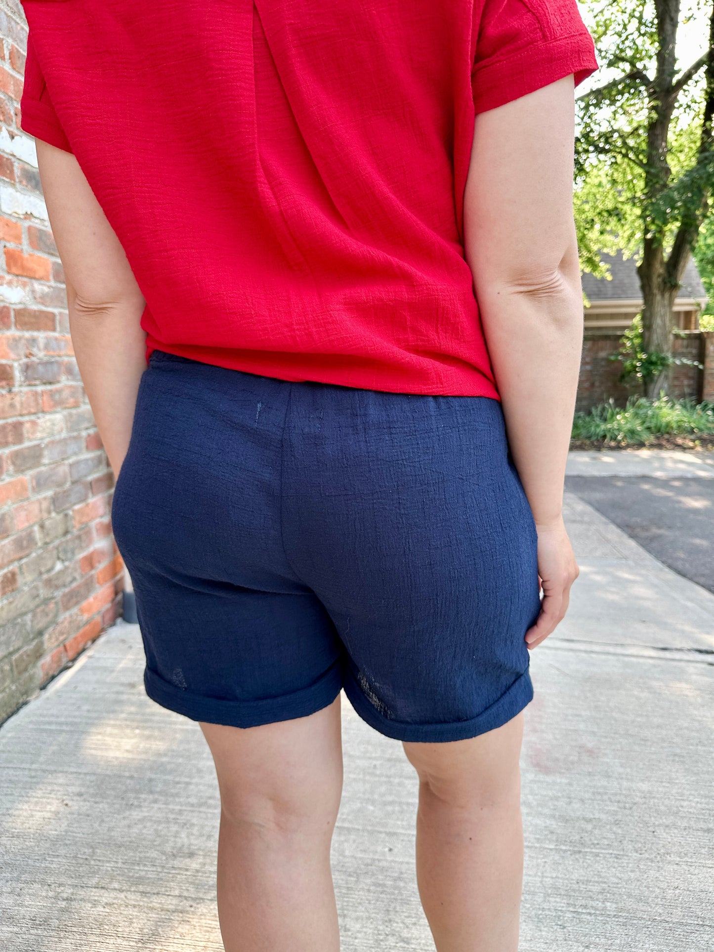 Crinkle Cotton Gauze Pull-On Short