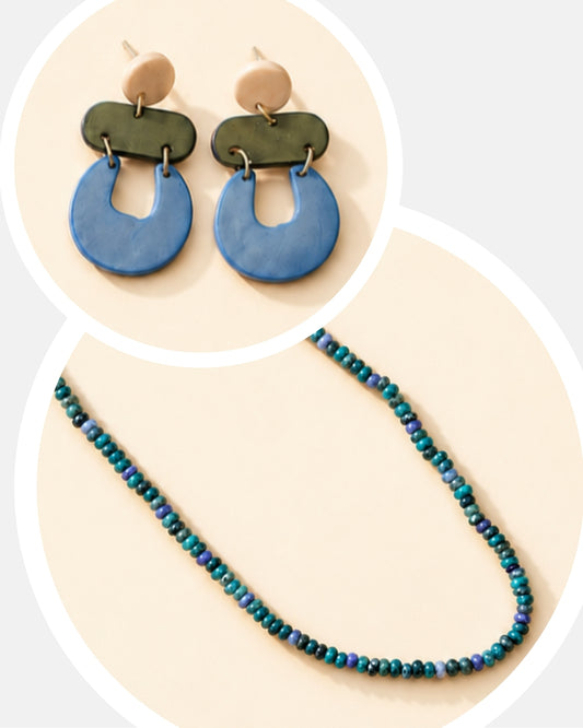 Blue Sage Earrings and Necklace Set