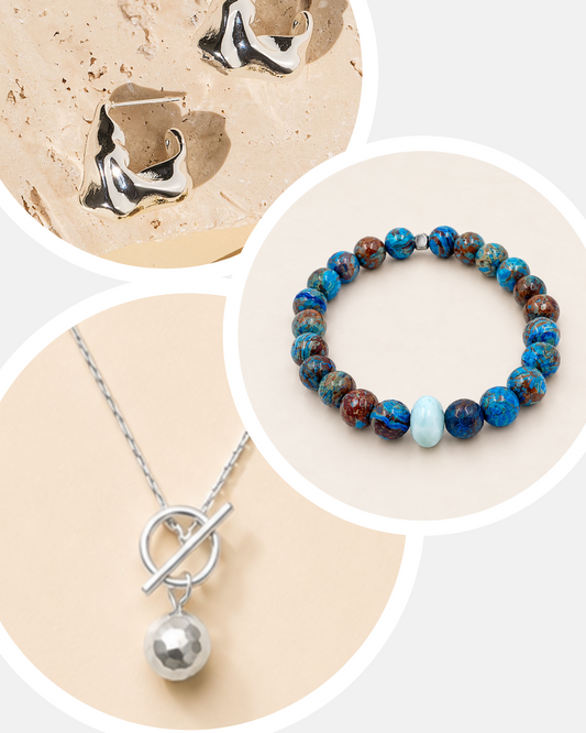 Ardin Agate Set - Silver