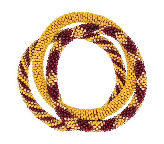 Game Day Roll-On® Bracelets - Burgundy & Yellow