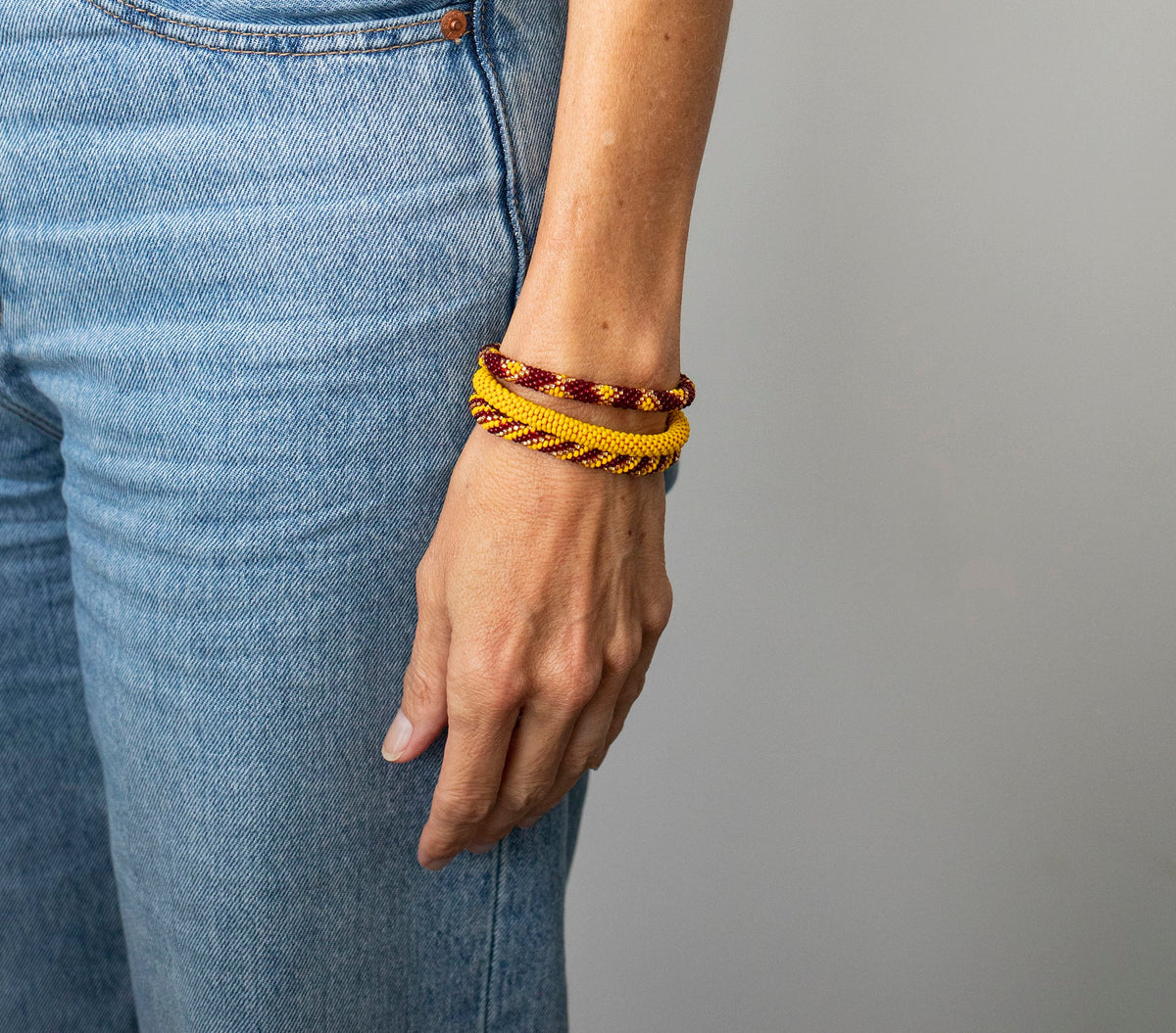 Game Day Roll-On® Bracelets - Burgundy & Yellow