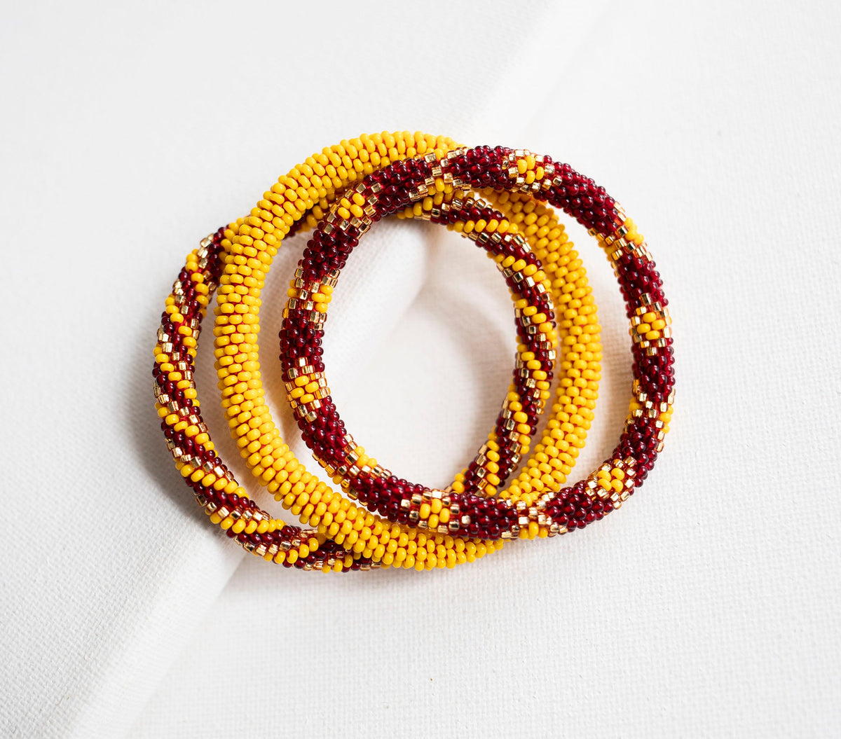 Game Day Roll-On® Bracelets - Burgundy & Yellow