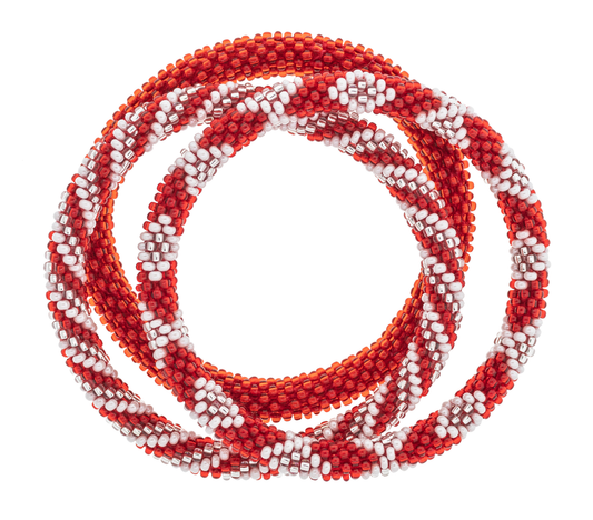 Game Day Roll-On® Bracelets - Red & White