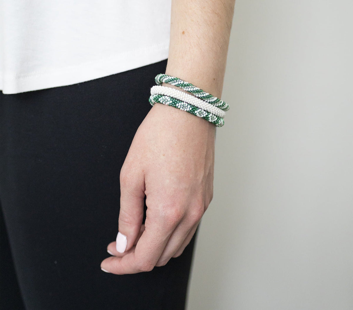 Game Day Roll-On® Bracelets - Green & White