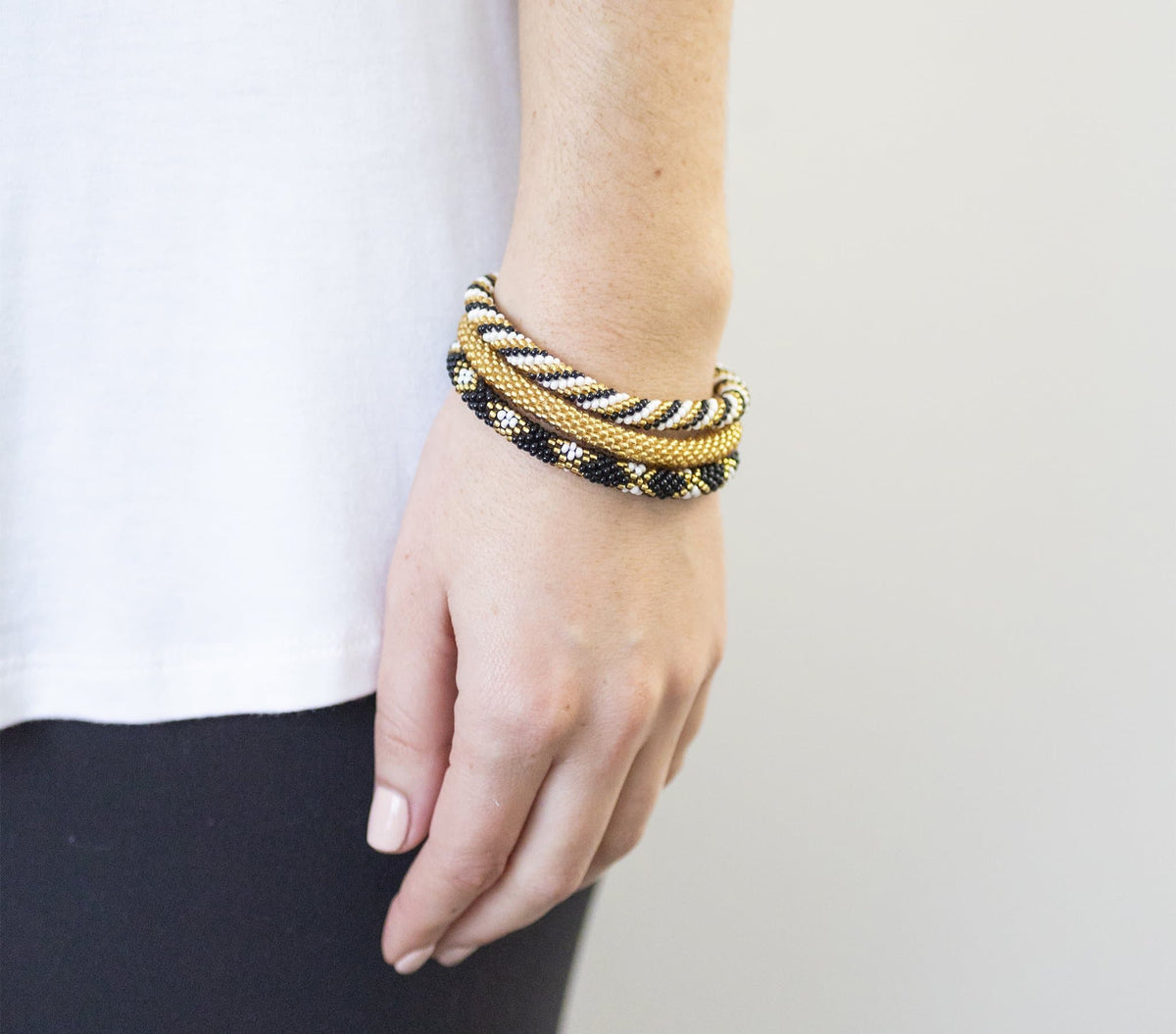 Game Day Roll-On® Bracelets - Gold, White, & Black