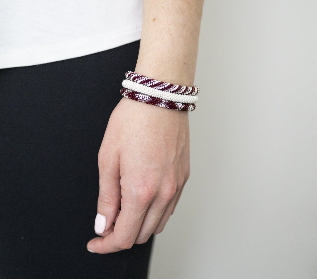 Game Day Roll-On® Bracelets - Maroon & White