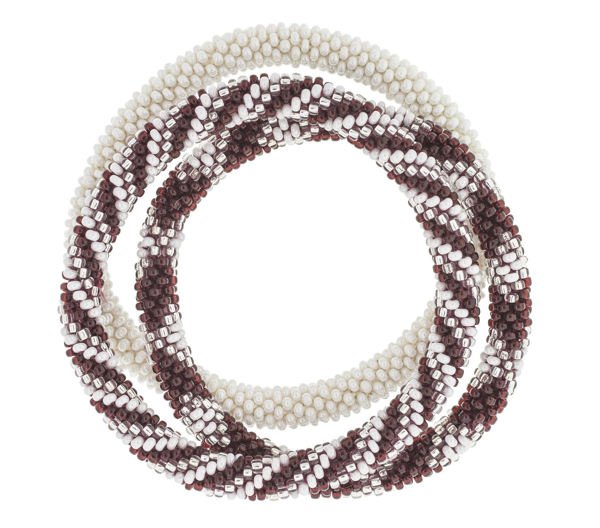 Game Day Roll-On® Bracelets - Maroon & White