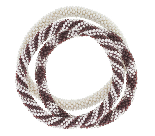 Game Day Roll-On® Bracelets - Maroon & White
