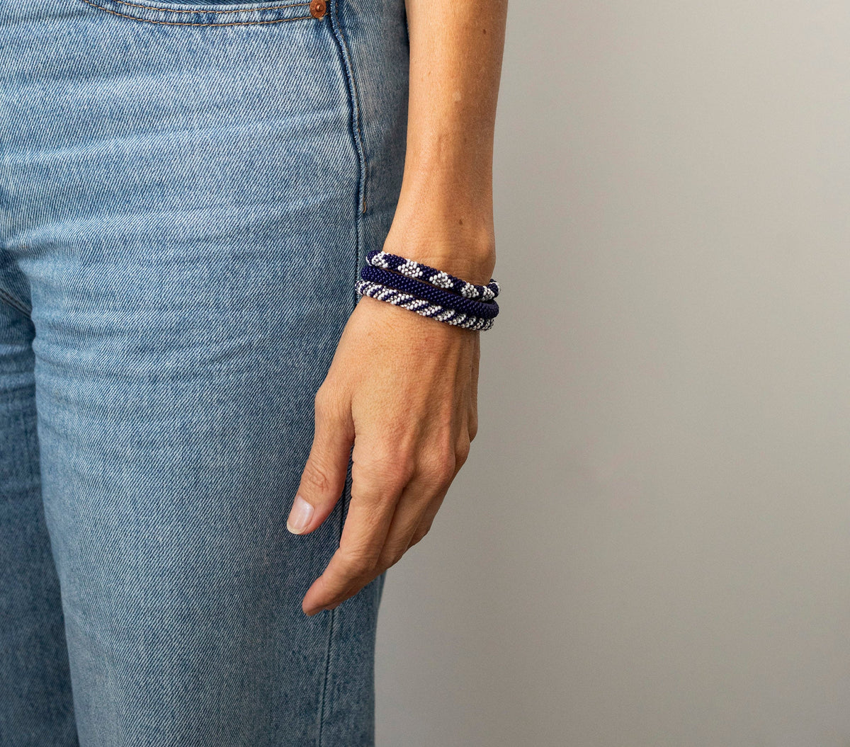 Game Day Roll-On® Bracelets - Navy & Silver
