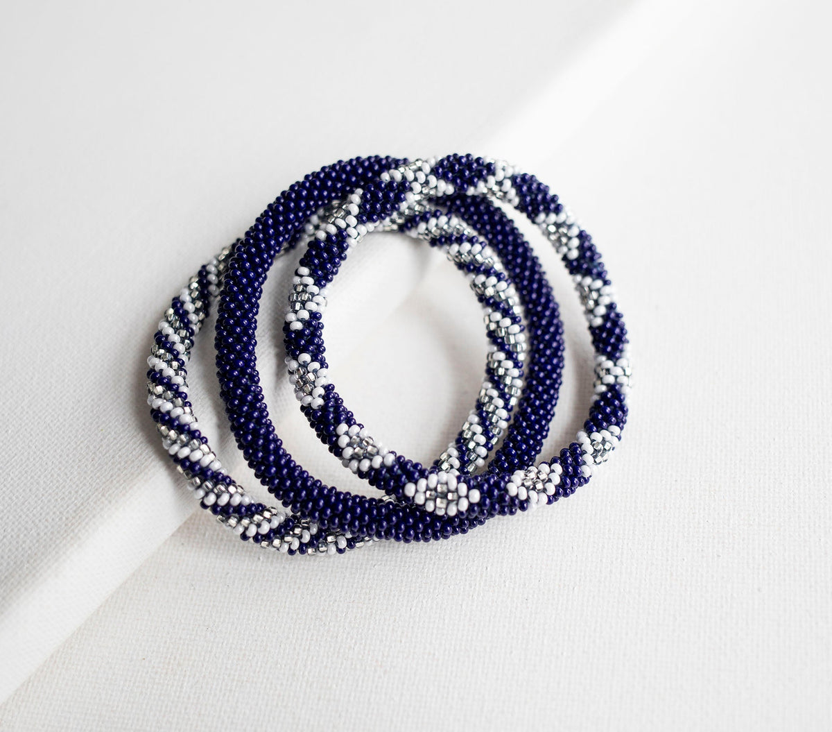 Game Day Roll-On® Bracelets - Navy & Silver