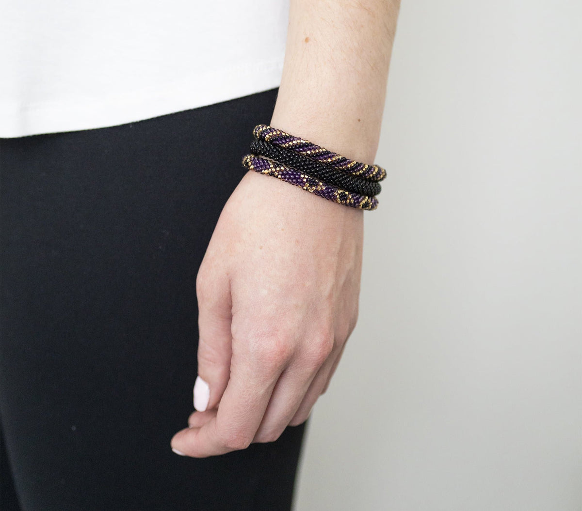 Game Day Roll-On® Bracelets - Purple & Black