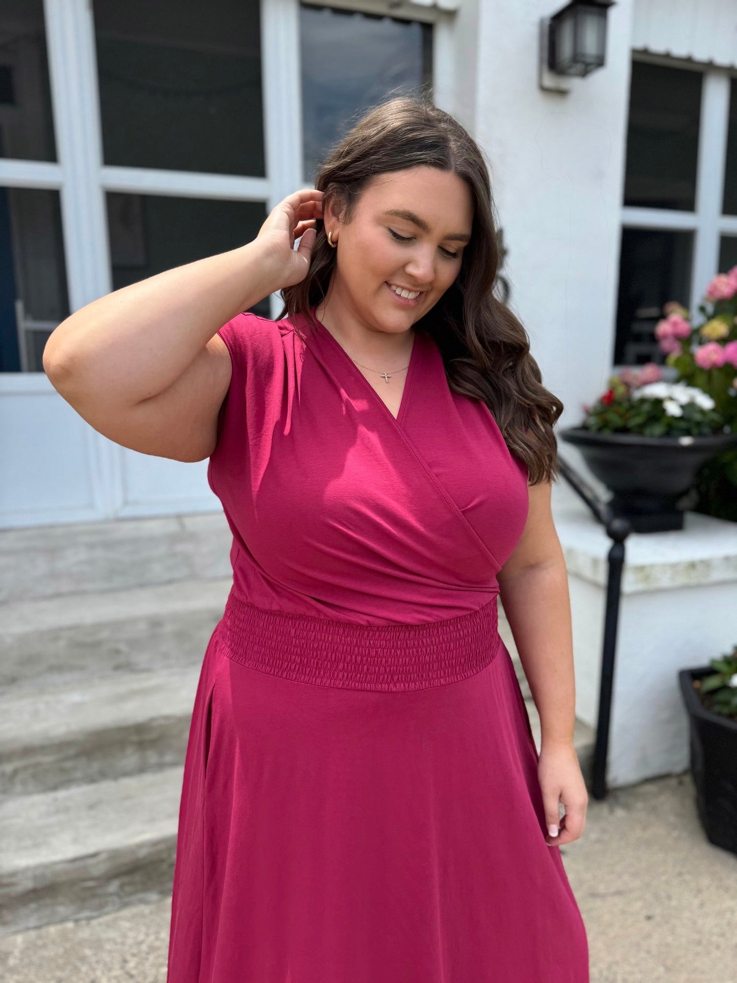 AUBREE dress in Pomegranate