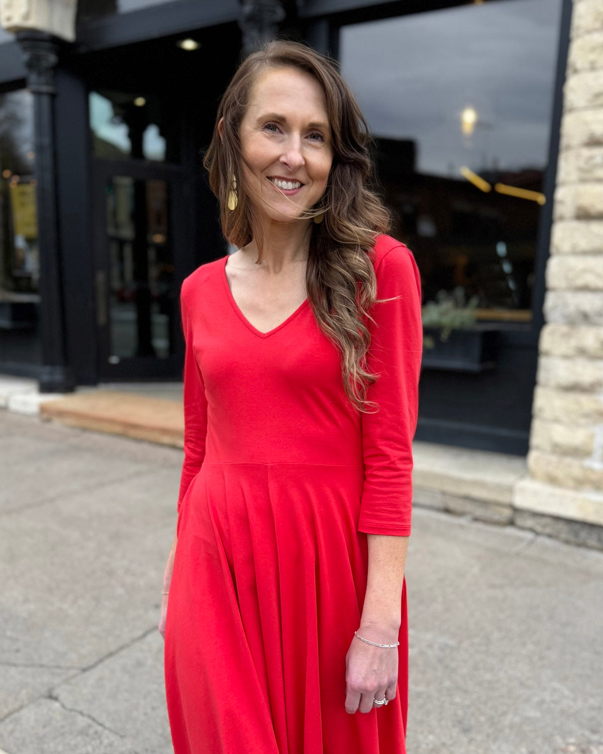 LOUISE Dress in Bright Ruby