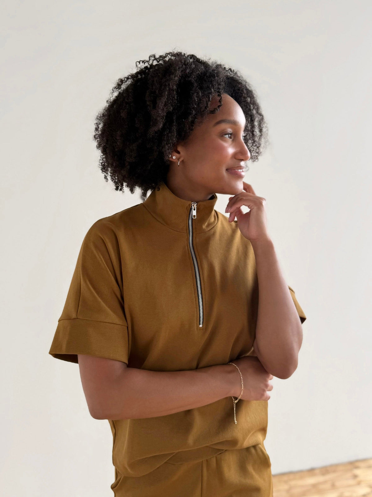 SINCLAIR heavy-knit top in Warm Sienna