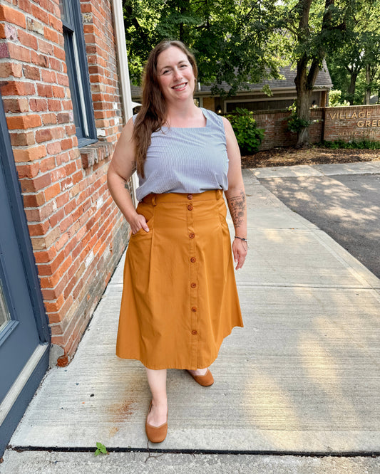 A-Line Button Front Skirt