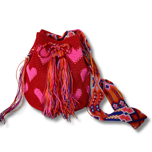 Catalina Hearts Crochet Cross-Body Bag One of a Kind - Mexico