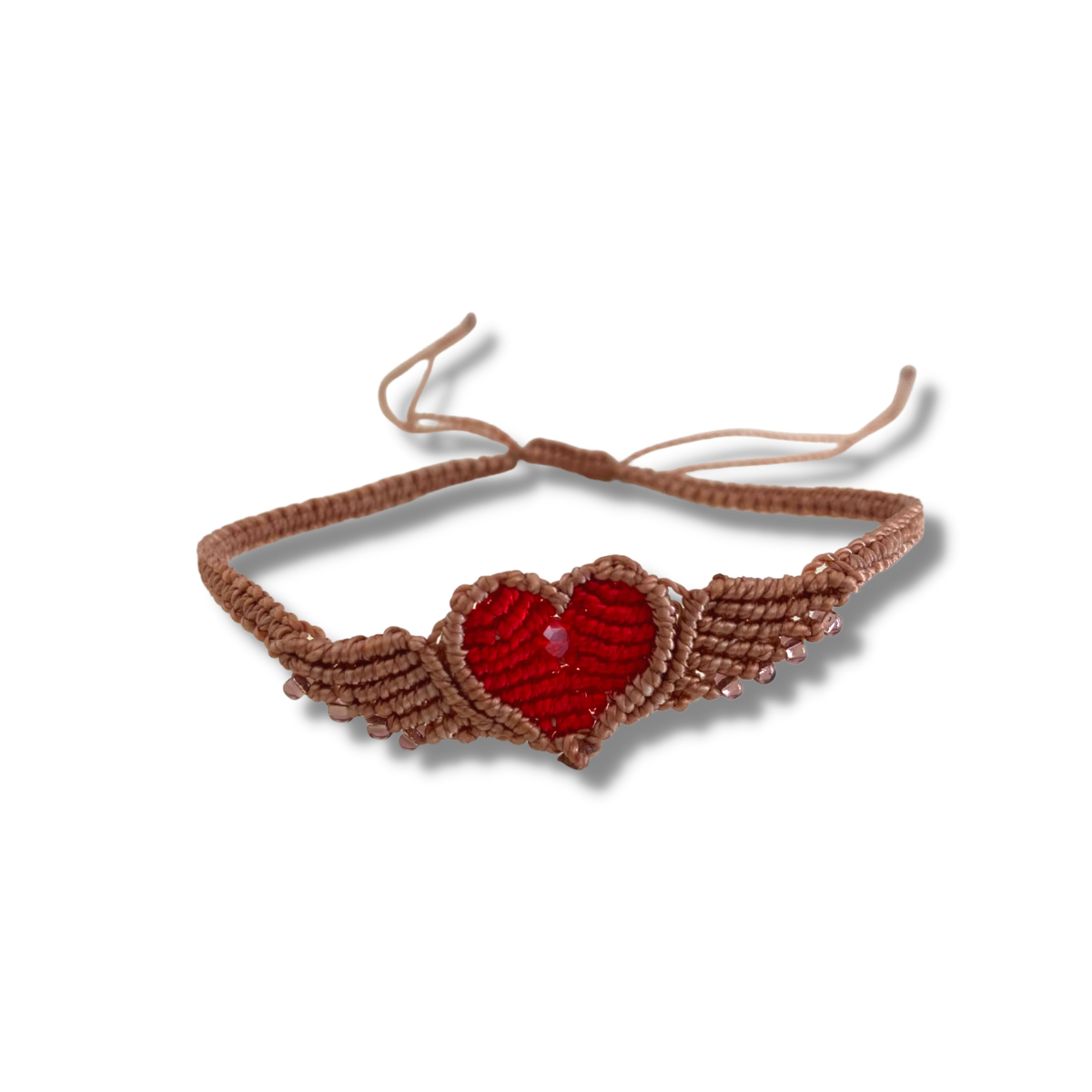 Assorted Colors, Macrame Woven Heart Wings Pull String Bracelet - Mexico