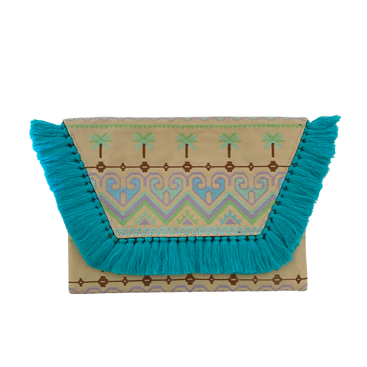 Embroidered Multi Tassel Envelope Clutch Bag - Thailand