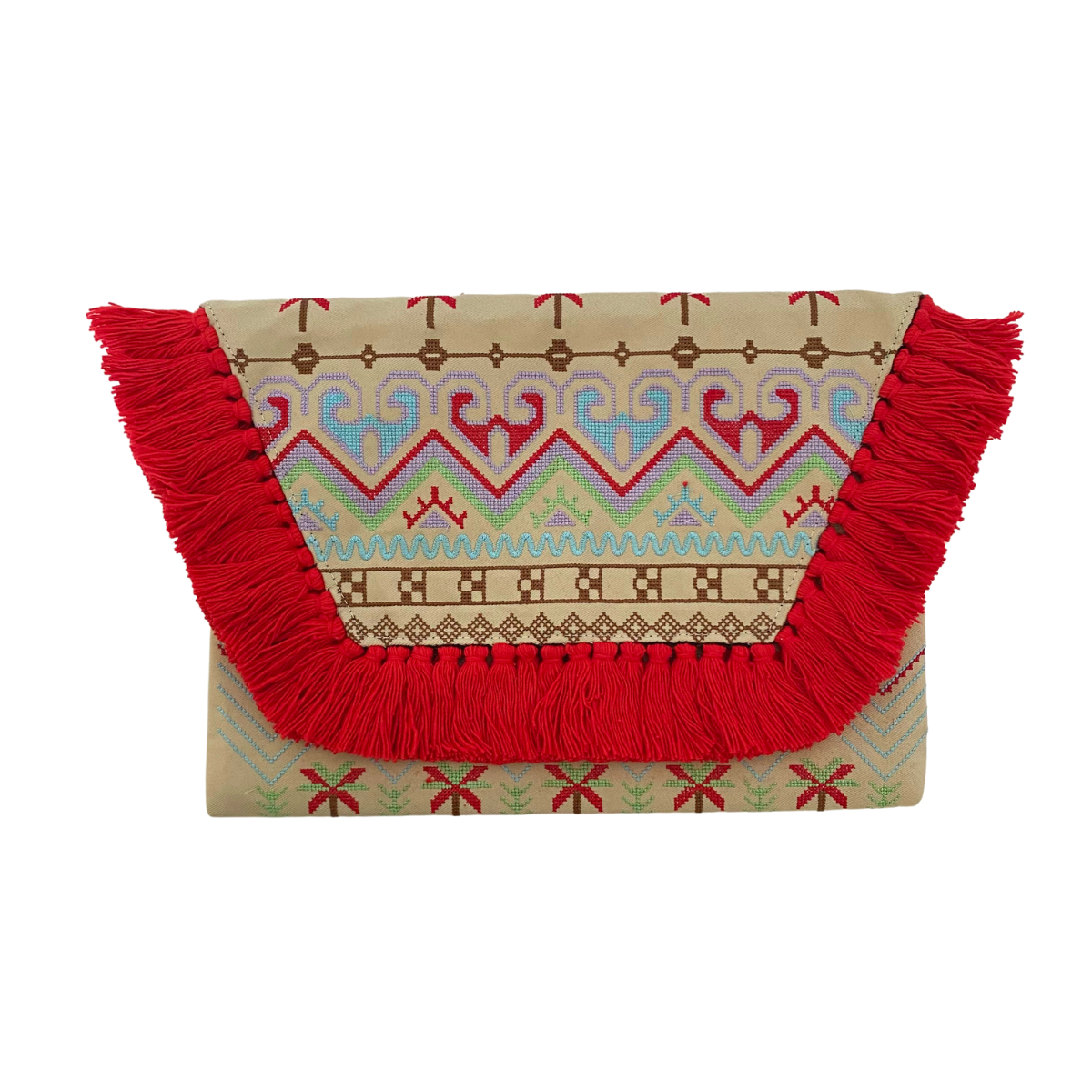 Embroidered Multi Tassel Envelope Clutch Bag - Thailand