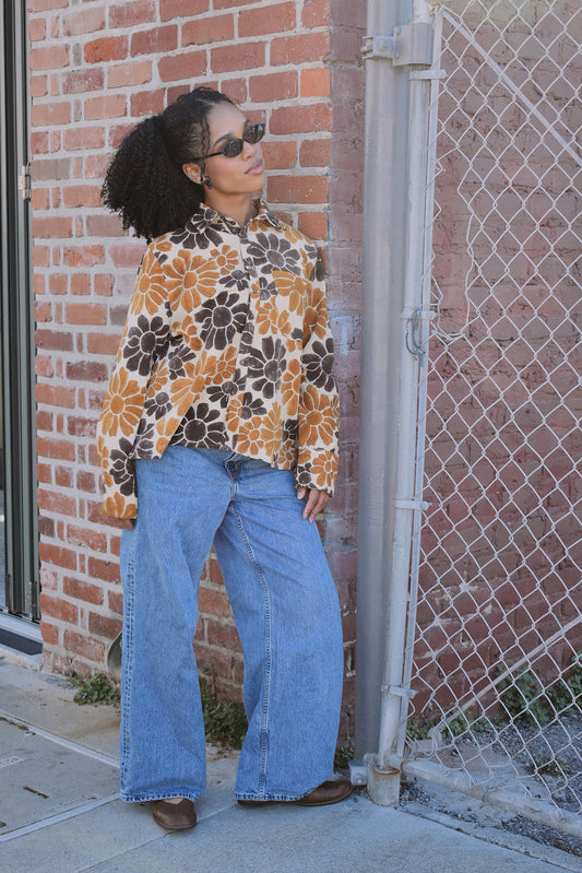Bessett Oversized Corduroy Button Up Shirt